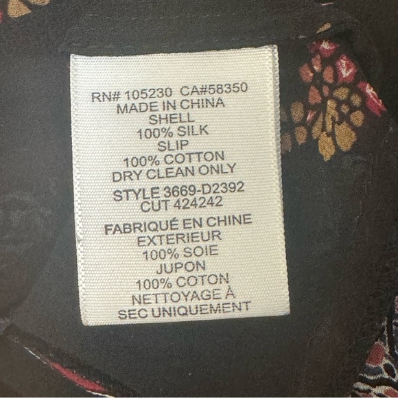 JOIE Alpina 100% Silk Dress Caviar Paisley Tie Neck Loose Fit Dress With Slip - Picture 15 of 16